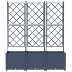 vidaXL Bac à fleurs avec Treillis 3 Pièces Gris 120 x 40 x 143 cm PP