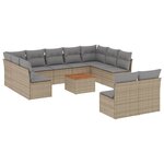 vidaXL Salon de jardin avec coussins 12 Pièces beige résine tressée