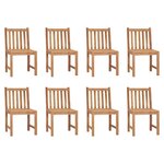 vidaXL Chaises de jardin lot de 8 avec coussins Bois de teck massif