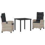vidaXL Set de jardin 3 pièces avec coussins - Rattan poly gris clair
