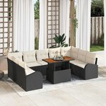 vidaXL Ensemble de canapé de jardin avec coussin 10 Pièces Noir et crème