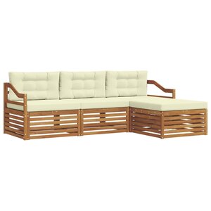 vidaXL Ensemble de canapés d'extérieur 4 pc Naturel et Crème