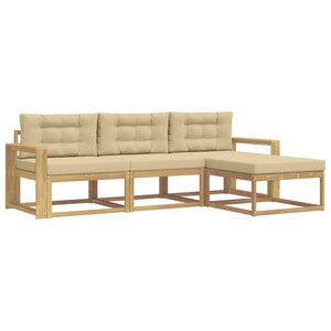 vidaXL Ensemble de canapés d'extérieur 4 pc Blanc et Beige Polyester