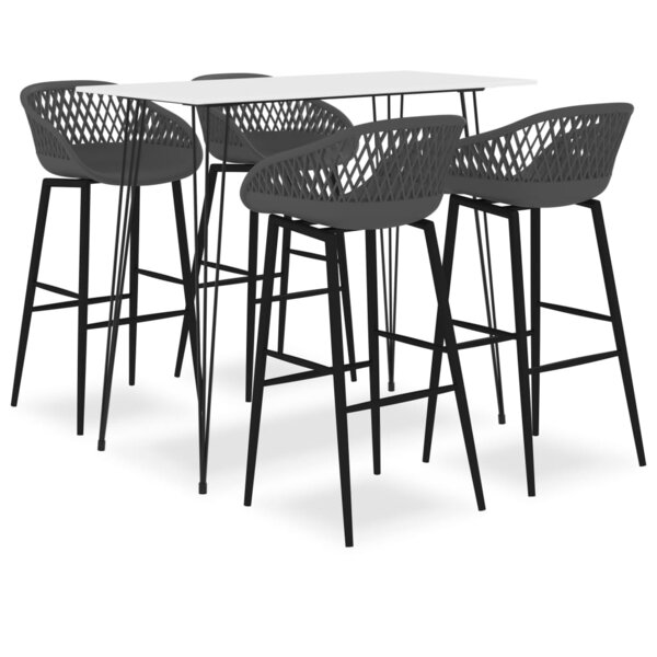 vidaXL Ensemble de bar 5 Pièces Blanc et gris