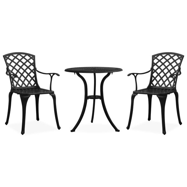 vidaXL Ensemble de bistro 3 Pièces Aluminium coulé Noir