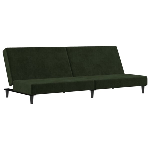 vidaXL Canapé-lit à 2 places vert foncé velours