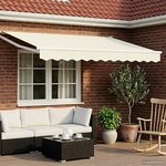 vidaXL Store rétractable manuel avec LEDs Crème et Blanc 2 5 x 2 m