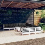 vidaXL Salon de jardin 12 Pièces avec coussins blanc bois de pin