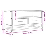 vidaXL Meuble TV chêne sonoma 80x34 5x40 cm bois d'ingénierie et métal