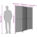 vidaXL Cloison de séparation 3 panneaux gris résine tressée