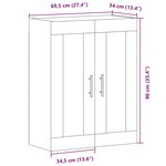 vidaXL Armoire murale chêne artisanal 69 5x34x90 cm bois d'ingénierie