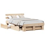 vidaXL Cadre de lit avec tête de lit Marron 135 x 190 cm Pin massif