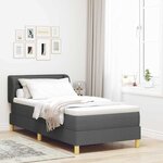 Lit à ressorts vidaXL avec matelas Gris foncé 90x200 cm Tissu