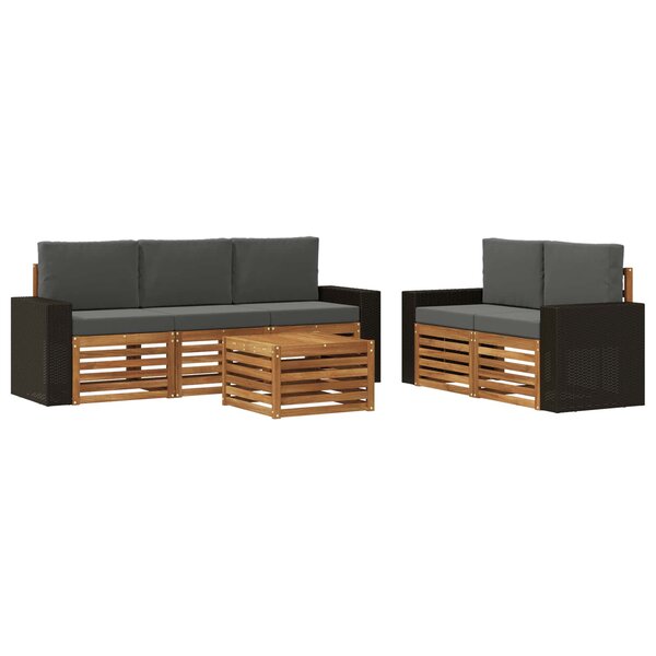 vidaXL Ensemble de canapés d'extérieur 6 pc Naturel et Anthracite