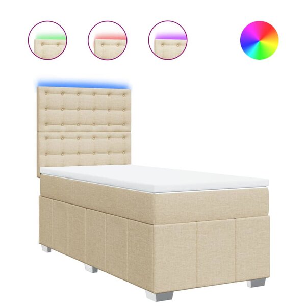 vidaXL Sommier à lattes de lit avec matelas Crème 100x200 cm Tissu