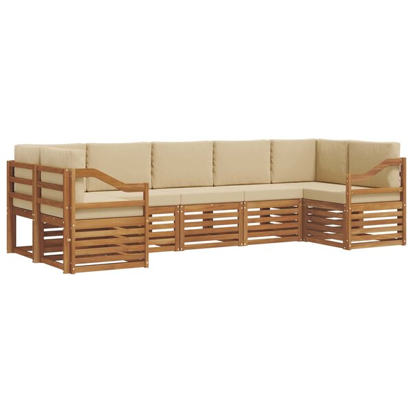 vidaXL Ensemble de canapé d'angle avec coussin 7 Pièces Naturel et Beige