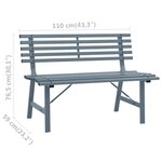 vidaXL Banc de jardin 110 cm Acier Gris