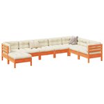 vidaXL Salon de jardin 8 Pièces avec coussins marron cire bois pin massif