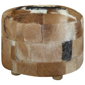 vidaXL Pouf cuir de chèvre Rond 50 x 50 x 45 cm