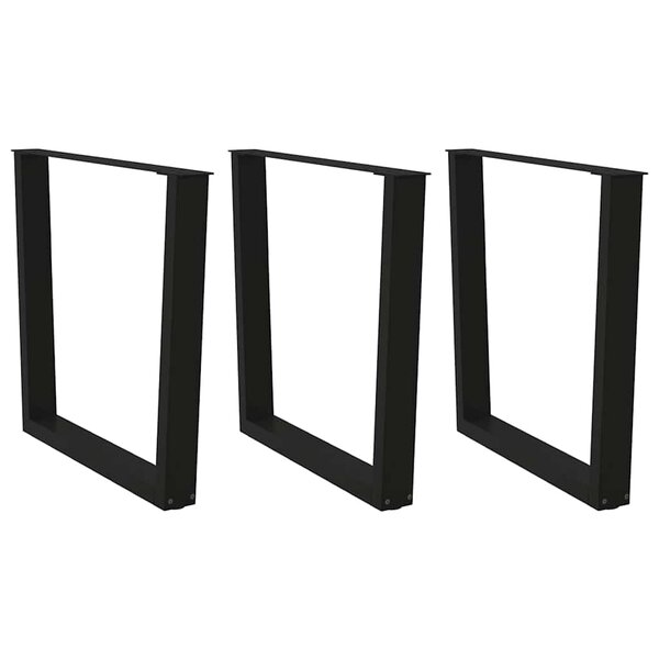 vidaXL Pieds de table à manger en V 3 pièces Noir 80 x (72-73 3) cm Acier