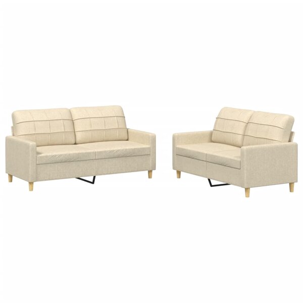 vidaXL Ensemble de canapés 2 Pièces avec coussins Crème Tissu
