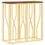 vidaXL Table console doré acier inoxydable et bois massif récupération