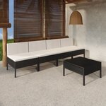 vidaXL Salon de jardin 5 Pièces avec coussins résine tressée noir