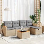 vidaXL Salon de jardin avec coussins 6 Pièces beige résine tressée
