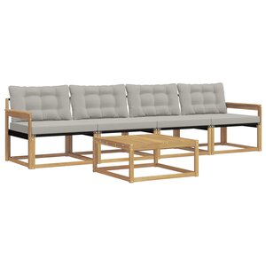vidaXL Ensemble de canapés d'extérieur 5 pc Blanc et gris clair