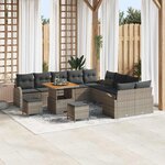 vidaXL Ensemble de canapé de jardin 13 Pièces Gris Poly rotin