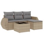 vidaXL Salon de jardin avec coussins 5 Pièces beige résine tressée