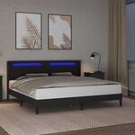 vidaXL Cadre de lit avec bandes LED Noir 180 x 200 cm Simili cuir