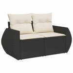 vidaXL Salon de jardin 9 Pièces avec coussins noir résine tressée