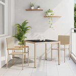 vidaXL Ensemble de salle à manger pour jardin 3 Pièces Beige