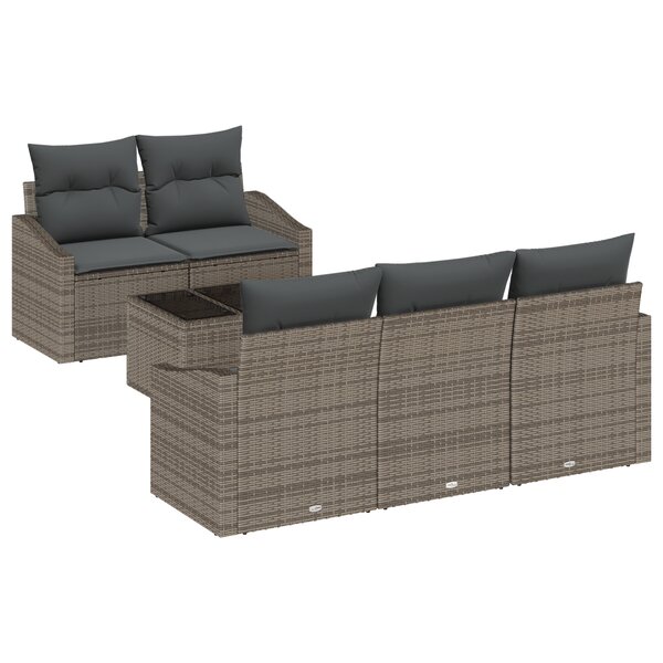 vidaXL Ensemble de Canapés de Jardin de 6 Pièces avec Coussins Gris