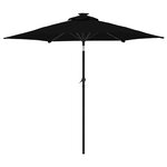 vidaXL Parasol de jardin avec LED mât en acier noir 225x225x212 cm