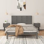vidaXL Tête de lit murale Gris 146x3x63 cm Bois massif de pin