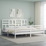 vidaXL Cadre de lit sans matelas blanc bois massif