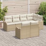 vidaXL Ensemble de canapé de jardin 7 Pièces Beige Poly rotin