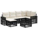 vidaXL Ensemble de canapé de jardin 7 Pièces Noir et blanc crème