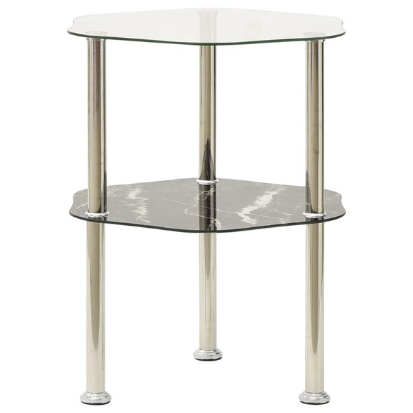 vidaXL Table 2 niveaux Transparent et noir 38x38x50cm Verre trempé