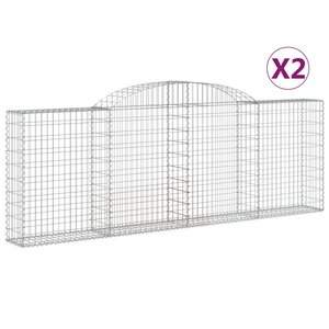 vidaXL Paniers à gabions arqués 2 Pièces 300x30x100/120 cm fer galvanisé
