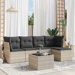 vidaXL Salon de jardin 6 Pièces avec coussins gris clair résine tressée