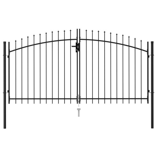 vidaXL Portillon double porte avec dessus à pointe Acier 3x1 5 m Noir