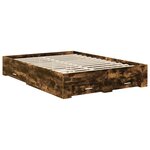 vidaXL Cadre de lit Chêne fumé 135 x 190 cm Bois d'ingénierie