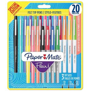 Stylos feutre flair  blister de 20 paper mate