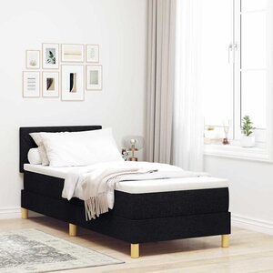 vidaXL Lit à ressorts avec coussin Noir 80 x 200 cm tissu