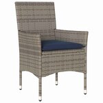 vidaXL Ensemble table et chaises avec coussin 9 Pièces Gris Rotin PE