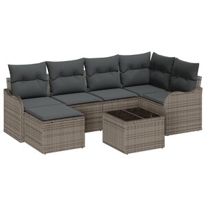 vidaXL Ensemble de Canapés de Jardin en Poly Rattan Noir avec Coussins de 6 Pièces