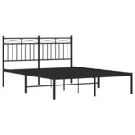 vidaXL Cadre de lit métal sans matelas avec tête de lit noir 140x190cm